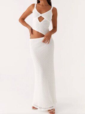 PEPPERMAYO Maxi Dress - White Crochet